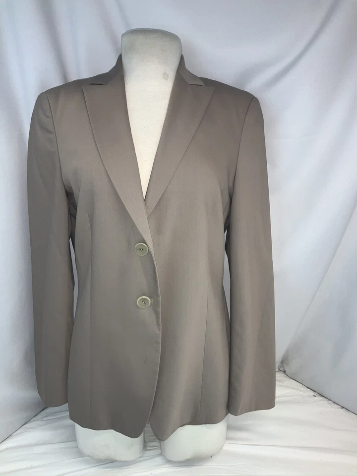 Chaqueta Blazer Zanella Talla 10 Lana Tostada Elastizada 2B Italia Usada en Excelente Condición YGI J0-111 Foto 2 de 4