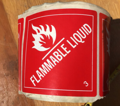Partial Roll Of Flammable Liquid Stickers