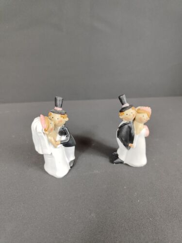 2er Set Hochzeitspaar Hochzeit Deko 8,5 cm Brautpaar Tortenfigur/Tischdeko - Bild 3 von 3
