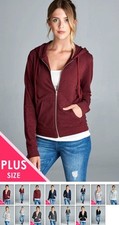 NEW Plus Size French Terry Hoodie Jacket Zip Front Kangaroo Pockets- XL/1X-2X-3X