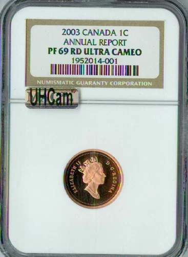 2003 CANADA ANNUAL 24K GOLD LEAF CENT NGC MAC PF69 UHCAM FINEST REGISTRY RARE *