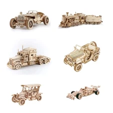 ROKR Car Model Mechanical Wooden 3D Puzzle Self Assembly Kit Boys Teens Toy Gift