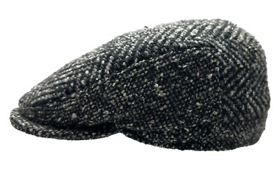 fiebig   WOLLE FLATCAP CAP KAPPE MÜTZE SCHIRMMÜTZE HERRINGBONE ANTHRAZIT TREND