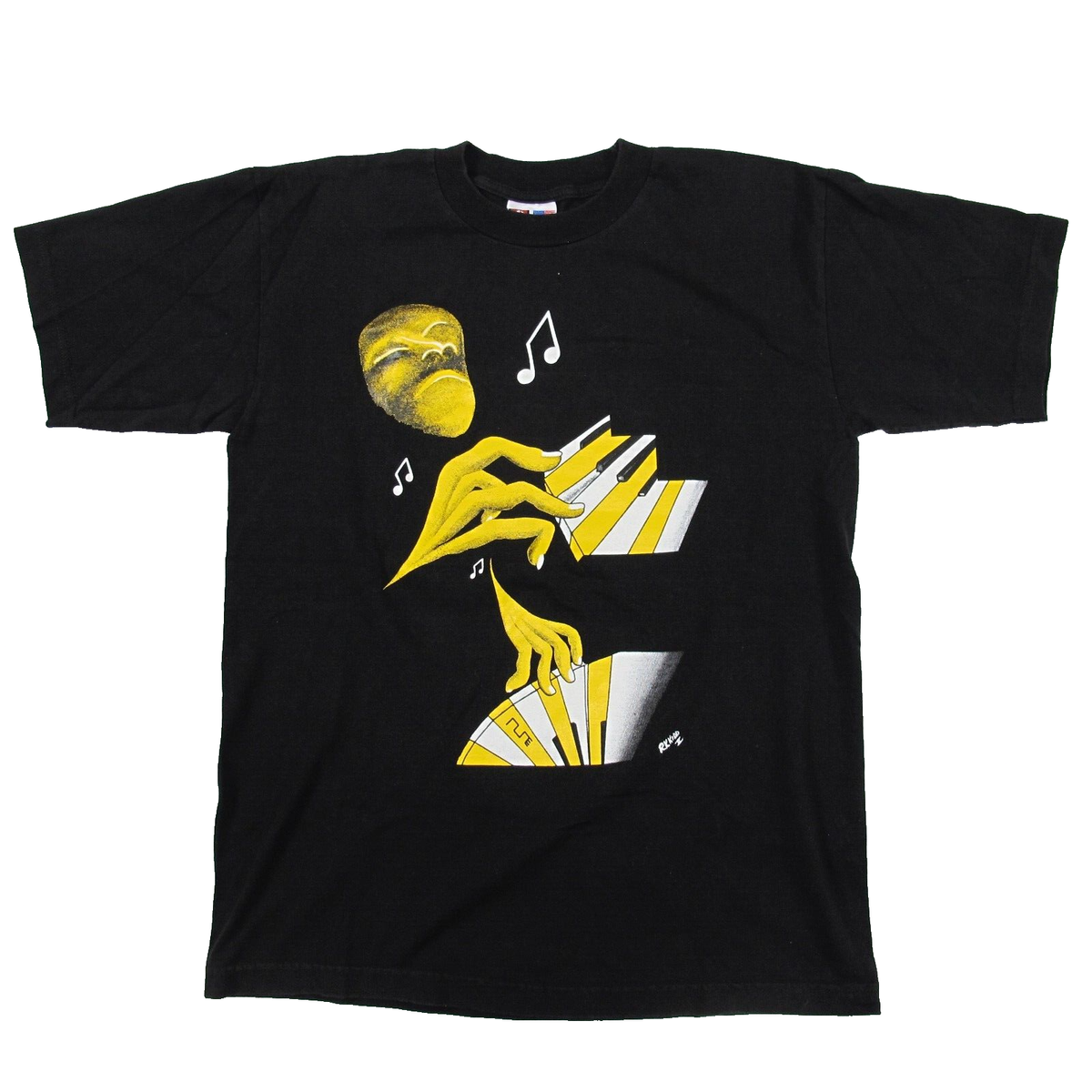 VINTAGE Jazz Shirt Mens Medium Black RK Kidd II Art Deco