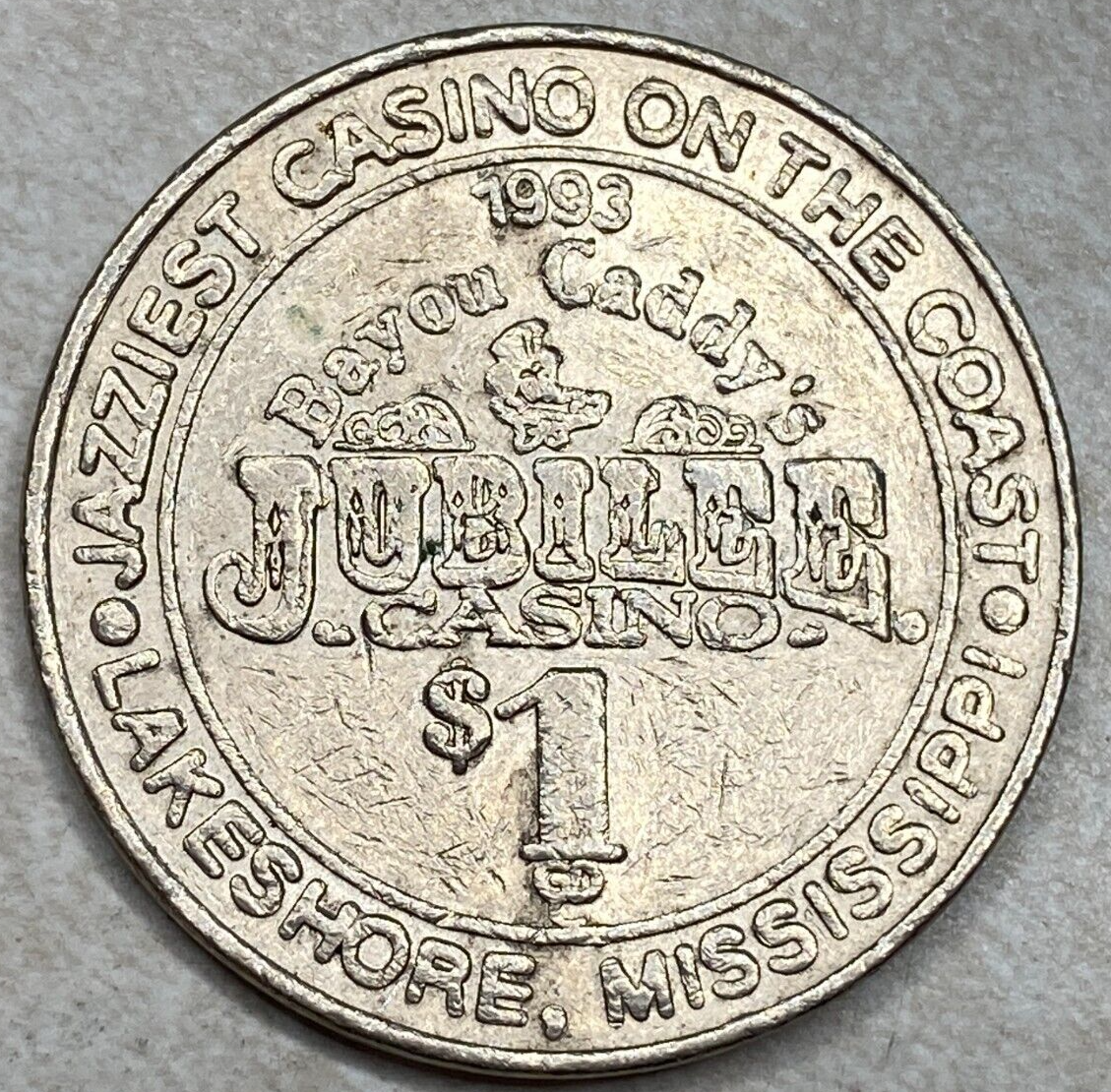 Bayou Caddy's Jubilee Lakeshore MS Mississippi $1 Casino Chip