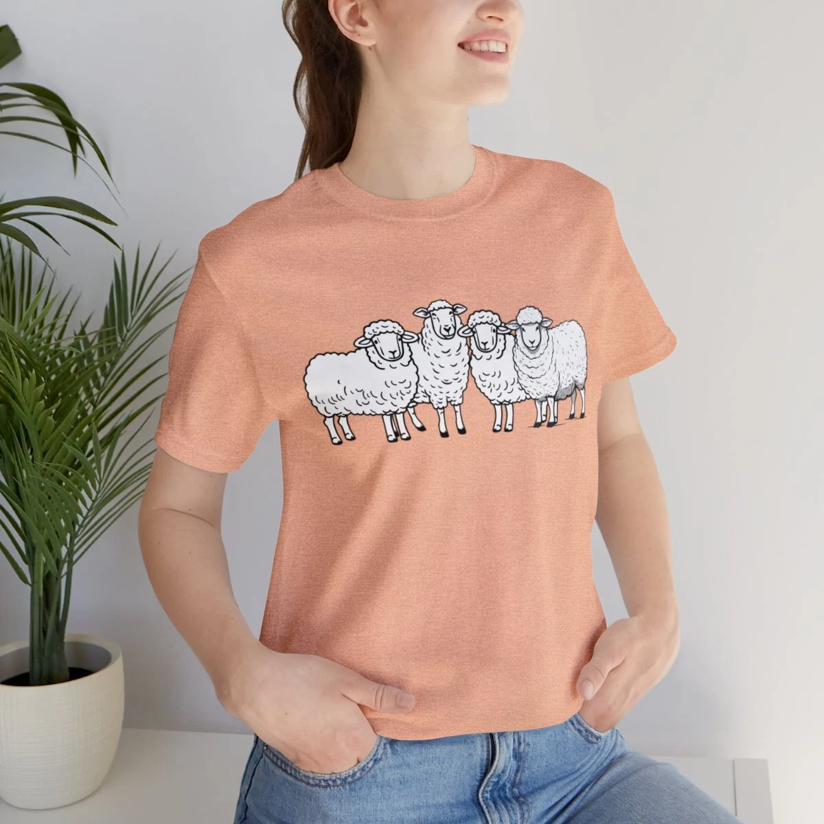 Cute Sheep Lover Farm Animal Barnyard Wooly Lamb Unisex Jersey Short Sleeve Tee