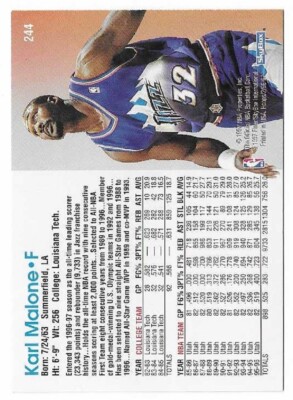 KARL MALONE 1996-97 NBA Hoops Basketball # 244 Utah Jazz HOF NM