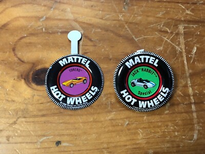 Vintage Mattel Hot Wheels Redline Metal Buttons Jack Rabbit & Torero 1968-69