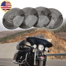 Smoked Turn Signal Light Flat Lens Covers For Harley Electra Glide Motorcycle