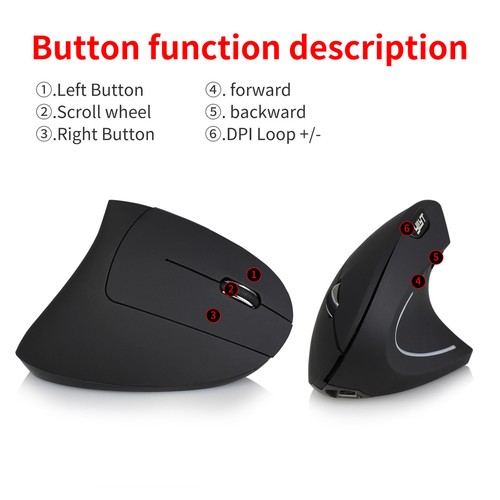 Wireless Vertical Mouse USB Ergonomic Mouse for Office Home Computer Black - Picture 10 of 12