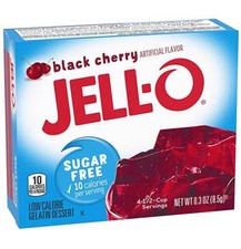 Jell-O Sugar-Free Jello Gelatin Dessert Black Cherry - 0.3 Oz - Pack of 12