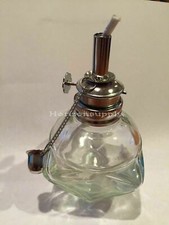 New ALCOHOL GLASS SPIRIT LAMP Burner Faceted Side 4 oz w / 3/16 Wick
