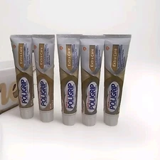 5 TUBES Poligrip Super Denture Adhesive Cream Extra Care 2.2 oz each Fresh New 