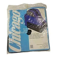 Vintage Retro Rollerblade Inline Skate Tote Bag Blue Purple Black Zipper BG100