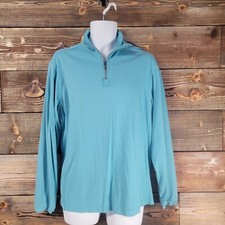 Tommy Bahama Quarter Zip Long Sleeve Pullover Island Blue Shirt Men's Size M