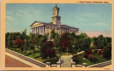 State Capitol Building Streetview Nashville Tennessee Government Linen Postcard