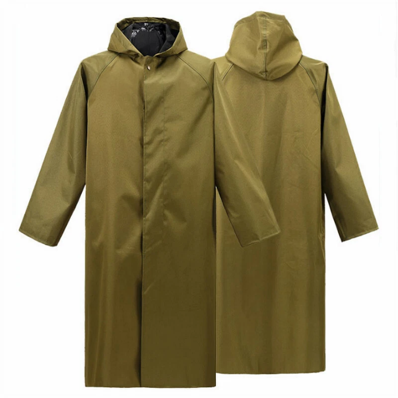 Unisex Raincoat Waterproof Hooded Long Rain Jacket Outdoor Fishing Work  Rainwear