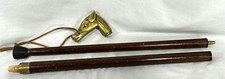Vintage Brass Horse Head Handle Wooden Cane Walking Shaft Stick 35 inches