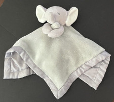 Carters Gray Elephant Soft Plush Lovey Baby Security Blanket Satin Trim 14x14
