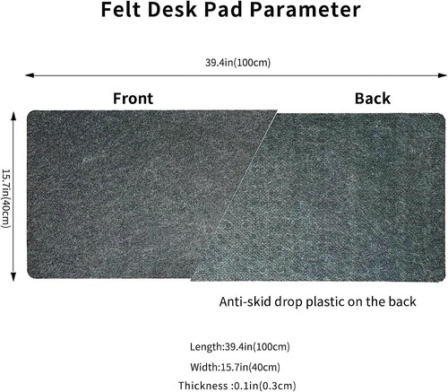 NEU Schreibtischunterlage Filz 100 x 40 cm Schreibtischmatte Mauspad Büro Grau - Bild 10 von 24