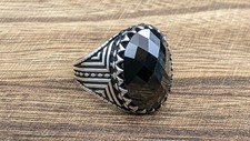 Mens 925 Sterling Silver Ring Size 10.75 Black Onyx Handmade