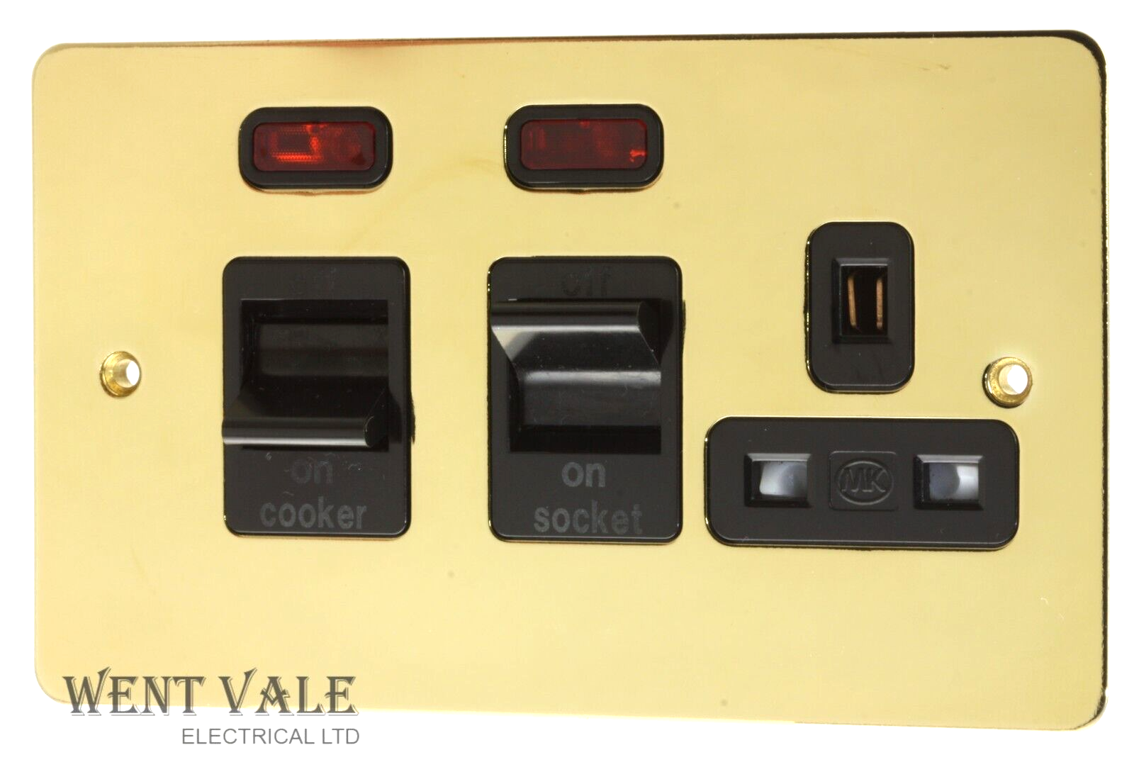 MK Edge - K14361 PBR B - 45a Double Pole Cooker Control + 13A Socket + Neon's