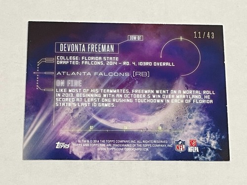 2014 Topps Fire Football Out Of This World Red #/43 - Devonta Freeman - Falcons - Picture 2 of 3