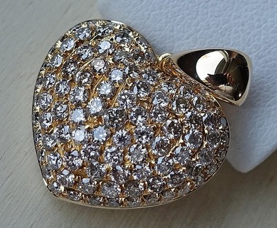 WoW   3 Ct Herz Brillant Anhänger 750 18Kt Gold Diamant Herzen Diamonds   9154