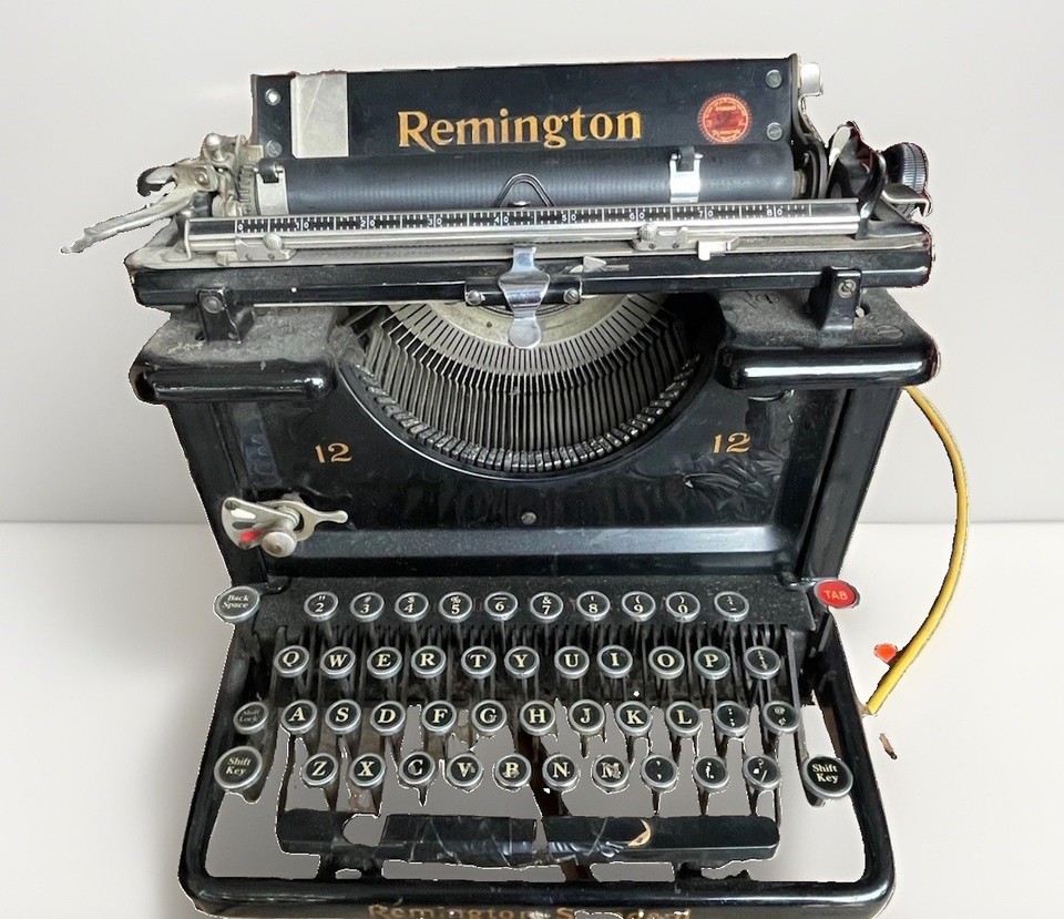 Antique 1920s Standard Remington No. 12 Typewriter Vintage Cast Iron Black