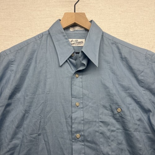 Vintage NWT Sears Roebuck and Co Short Sleeve Shirt Sz 15.5 Linen Breezes Blue - Picture 2 of 11