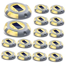  Solar Deck Lights Dock Driveway Light LED Solar Powered 16 Pack Warm White