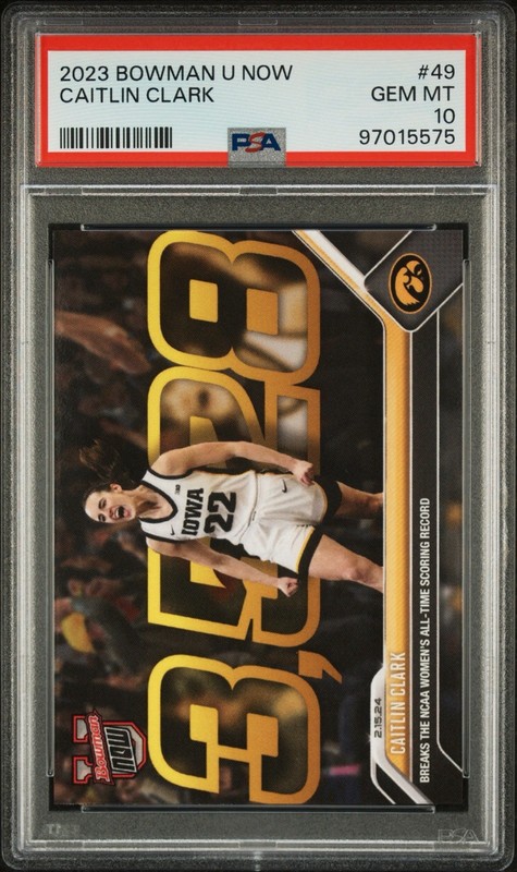 2023 BOWMAN U NOW CAITLIN CLARK #49 3,528 PSA 10 IOWA HAWKEYES