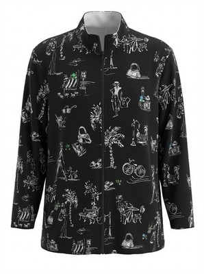 Erin London Full Zip Scenic Print Sequin Jacket Women s Size 2X Petite NWT