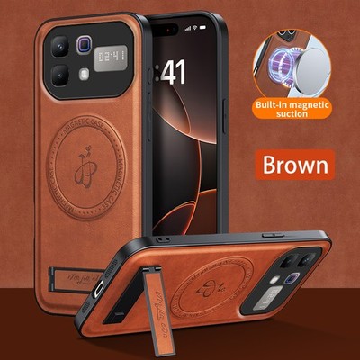 For Infinix Note 60 Pro 5G, Phone Case Magnetic KickStand Retro Leather Cover