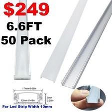 50Pack 6.6FT/2M LED Profiles Aluminium Channel With Diffuser For LED Strip Light