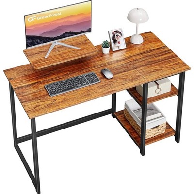 PC-Schreibtisch mit Stauraum, 100 cm, kleiner Tisch, Monitorständer, Walnuss