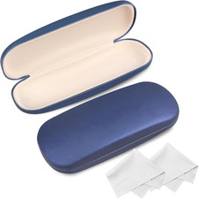Glasses Case, 2 Pack Eyeglass Case with Cleaning Cloth, Glasses Case Hard Shell