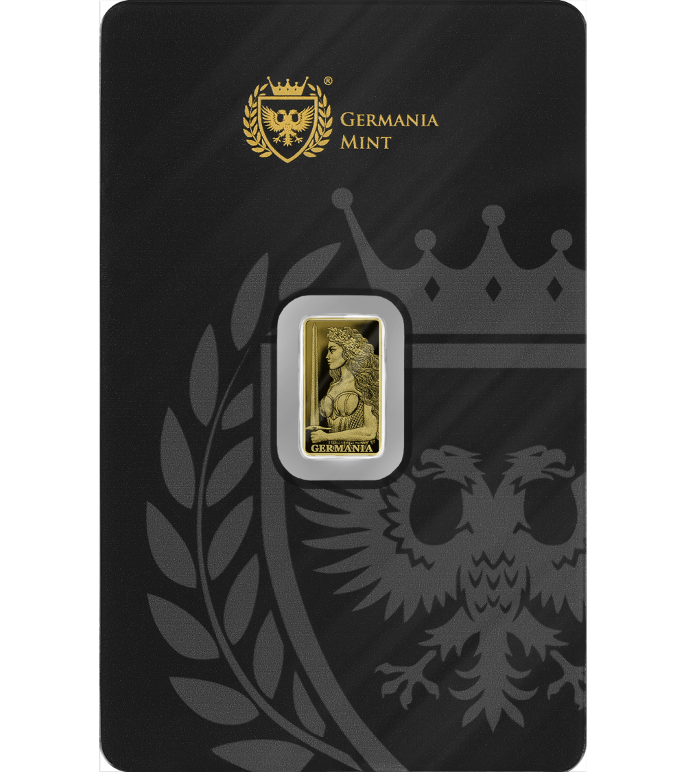 Germania Mint Lady Germania Minted 1/200 oz Gold Bar in Assay Card