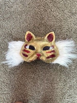 Lucky Cat - Golden Therian Mask (No Lining) - One-of-a-Kind / Homemade