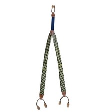 Brooks Brothers Mens Suspenders Navy Yellow Diamond Pattern Solid Brass Leather