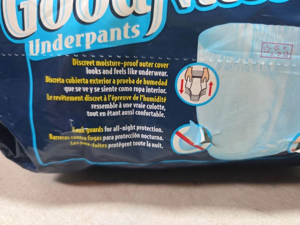 Calzoncillos nocturnos GoodNites vintage BLANCOS XL 85-125 lb Jumbo paquete de 13 NUEVO Foto 3 de 4