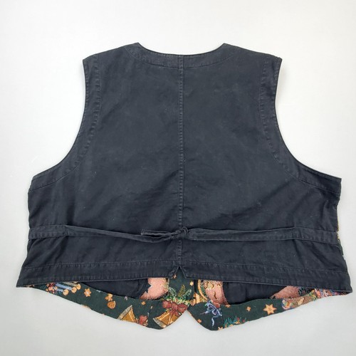 Vtg 80s 90s Womens Christmas Tapestry Vest 3X Ugly Holiday Retro Needle Point - Picture 6 of 12