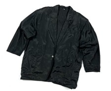 Vintage Women's Yves Saint Laurent Black Shadow Nylon Lightweight Jacket - L/XL