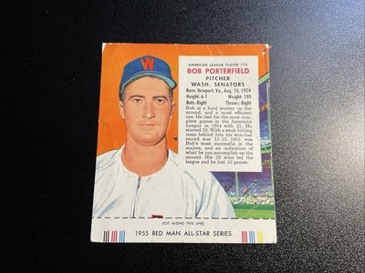 1955 Red Man Tobacco All-Star Team - AL League Series Bob Porterfield #10 Good