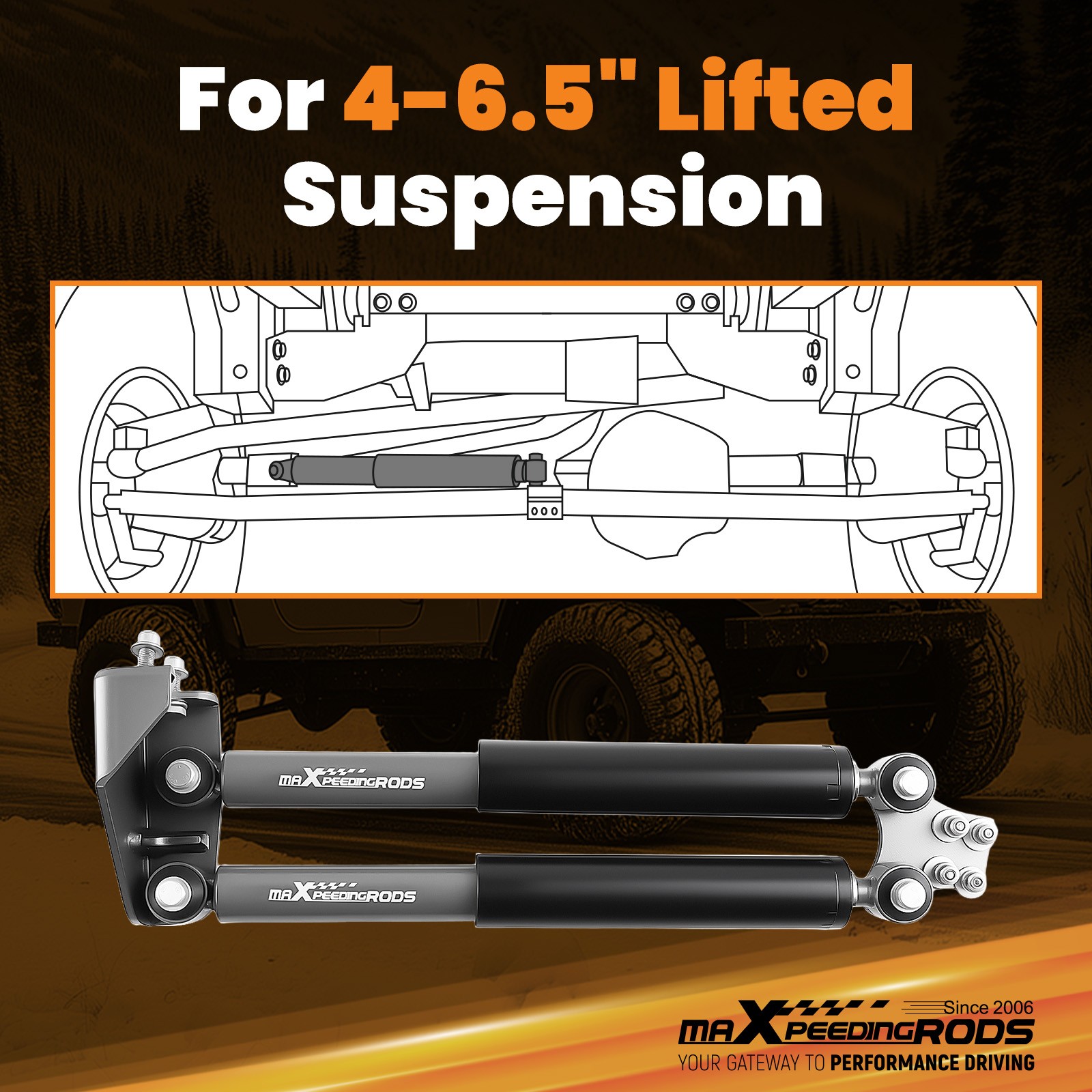Amortisseur de direction double Jeep Wrangler YJ double vérin acier