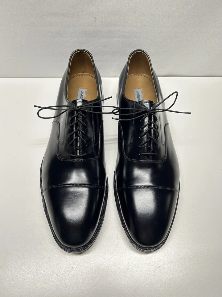 Sapatos sociais Oxford de couro preto Johnston Murphy masculino 16 D Melton biqueira nova sem caixa