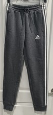 adidas Essentials Fleece Pants 3 Stripes Tapered Cuff Grey Mens Small . Athletic