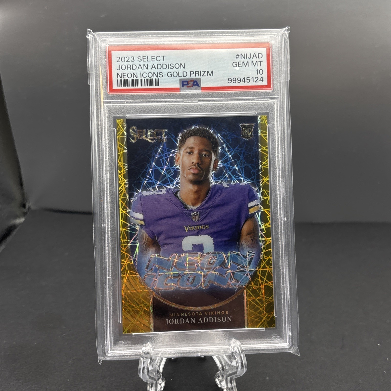 2023 Select Jordan Addison Neon Icons Gold Prizm /10 PSA 10