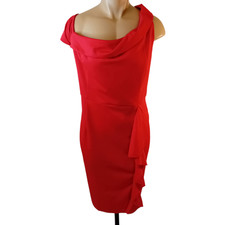 NEW NWT Kancy Kole Red Sheath Dress Cocktail Party Ruffle Asymmetric Straps XL