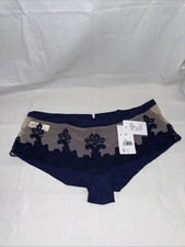 NWT Simone Perele Size FR 4 'Saga' Embroidered Boyshort Briefs 15C630 Navy 70